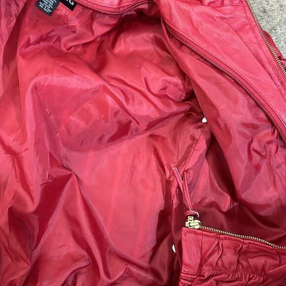 Shebang vintage leather jacket red ruched unique artsy moto medium edgy - Picture 7 of 7